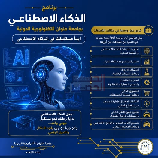 ابدأ مستقبلك في الذكاء الاصطناعي مع جامعة حلوان التكنولوجية الدولية 6 2 1
