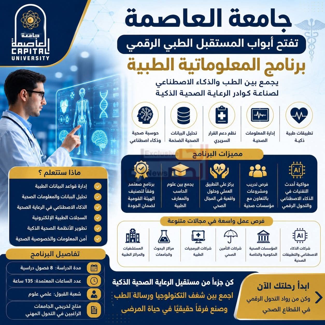 برنامج المعلوماتية الطبية يجمع بين الطب والذكاء الاصطناعي لصناعة كوادر الرعاية الصحية الذكية بجامعة العاصمة 5 FB IMG 1783197585820