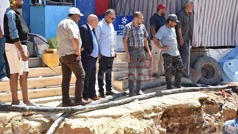 كسر مفاجئ بخط مياه الساحل الشمالي المغذي لسيدي عبدالرحمن ورأس الحكمة 1 23